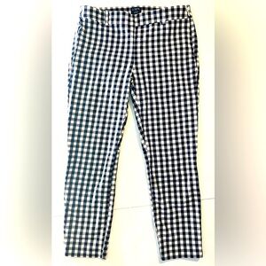 J.Crew Women’s Blue and White Checkered Winnie Pant Size 4